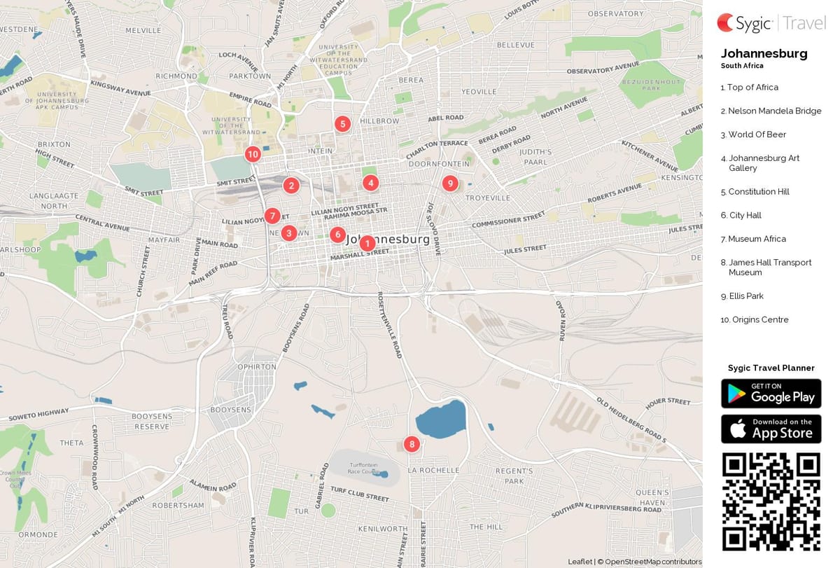 Mapa widoków Johannesburg (Joburg Jozi)