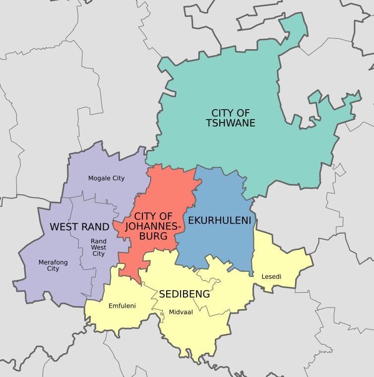 Mapa dzielnicy Johannesburg (Joburg Jozi)