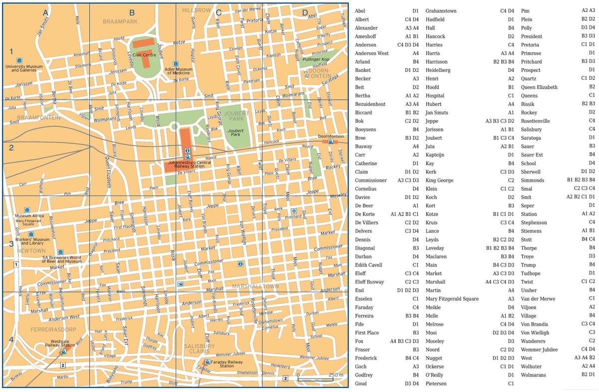 Mapa ulic Johannesburga (Joburg Jozi)