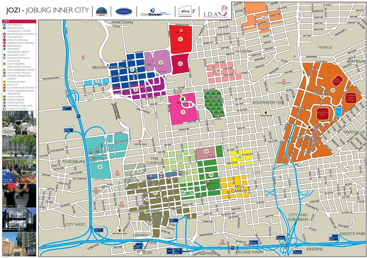 Mapa zwiedzania Johannesburga (Joburg Jozi)
