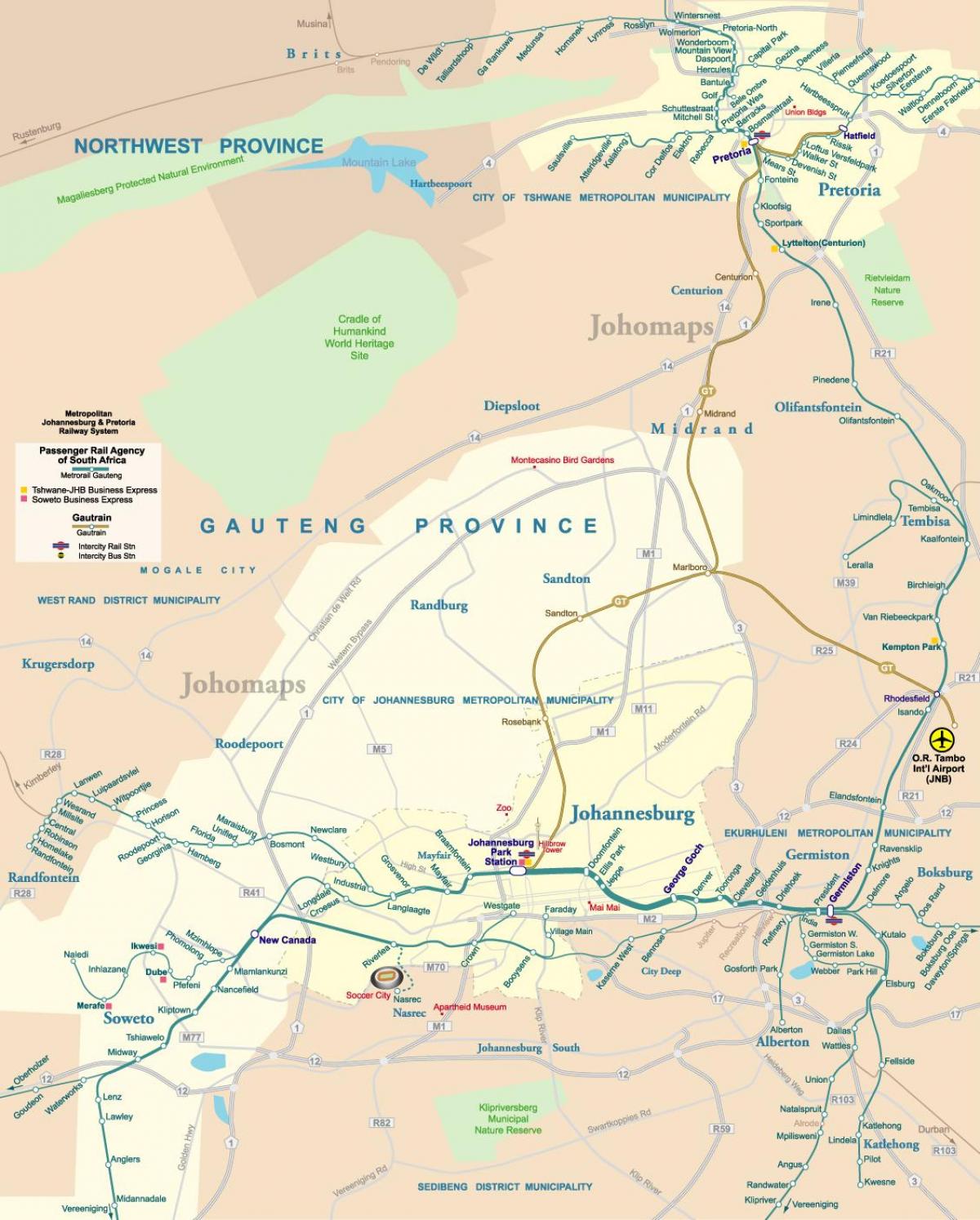 Mapa lotnisk Johannesburg (Joburg Jozi)