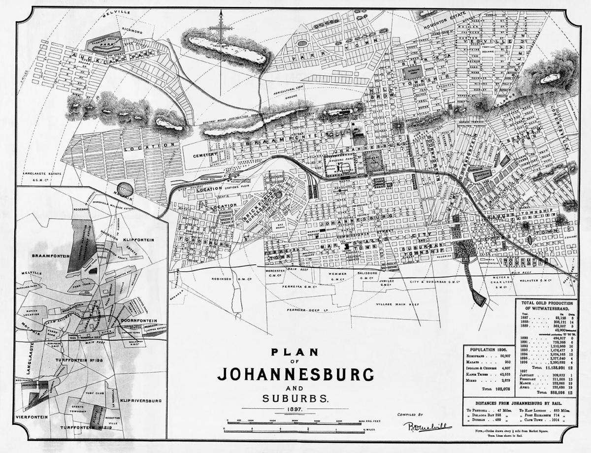 Mapa historyczna Johannesburga (Joburg Jozi)