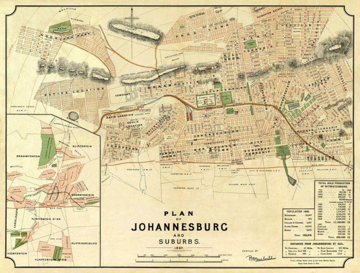 Johannesburg (Joburg Jozi) antyczna mapa